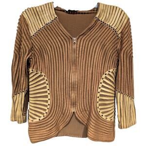 Sagaie Mesh, Suede & Leather w/ Rivets Tan Jacket sz 10 (M) Vegan NWOT